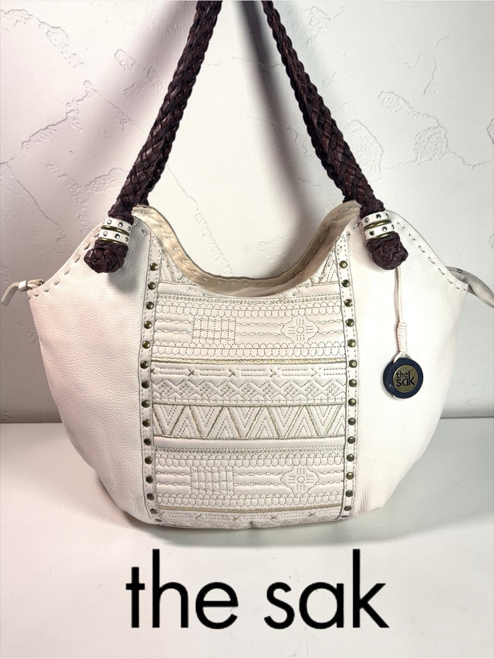 THE SAK Indigo Sierra Embroidered   Cream Shoulder Bag